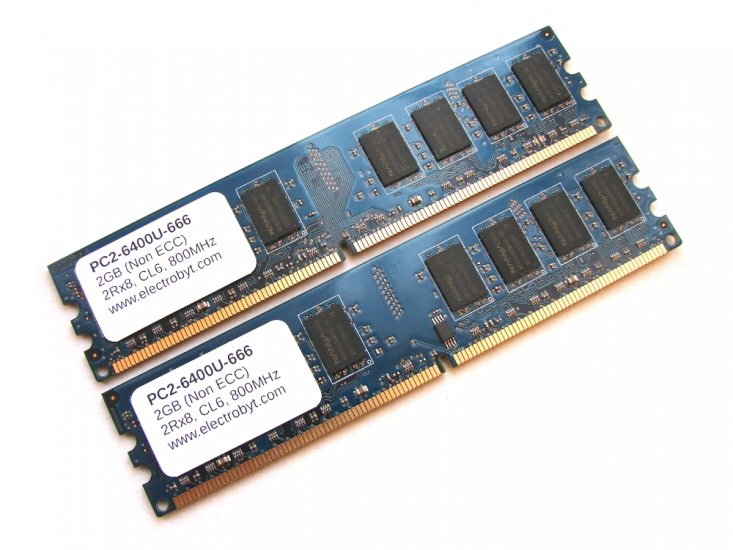 Electrobyt PC2-6400U-666 4GB (2 x 2GB Kit) 800MHz 2Rx8 240-pin DIMM, Non-ECC DDR2 Desktop Memory (BLUE) - Discount Prices, Technical Specs and Reviews - Click Image to Close