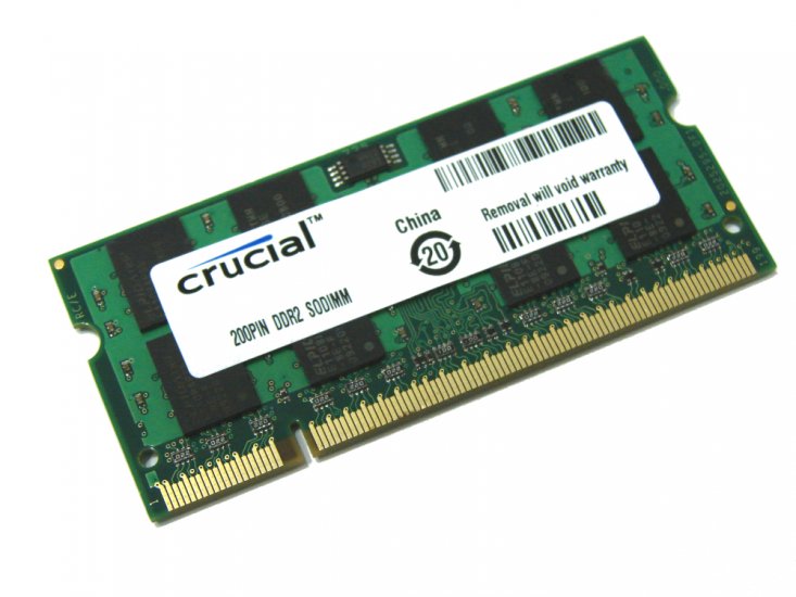 Crucial CT25664AC800 2GB PC2-6400S-666-13 2Rx8 PC2-6400 800MHz 200pin Laptop / Notebook Non-ECC SODIMM CL6 1.8V DDR2 Memory - Discount Prices, Technical Specs and Reviews (Green) - Click Image to Close
