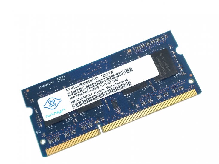 Nanya NT4GC64B88B0NS-DI 4GB PC3-12800S-11-11-B2 1600MHz 204pin Laptop / Notebook SODIMM CL11 1.5V Non-ECC DDR3 Memory - Discount Prices, Technical Specs and Reviews - Click Image to Close