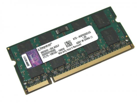 Kingston KTD-INSP6000C/2G 2GB PC2-6400S 800MHz 2Rx8 200pin Laptop / Notebook Non-ECC SODIMM CL6 1.8V DDR2 Memory - Discount Prices, Technical Specs and Reviews
