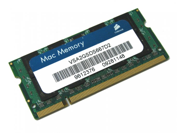 Corsair VSA2GSDS667D2 2GB Mac Memory 2Rx8 PC2-5300 667MHz 200pin Laptop / Notebook Non-ECC SODIMM CL5 1.8V DDR2 Memory - Discount Prices, Technical Specs and Reviews - Click Image to Close