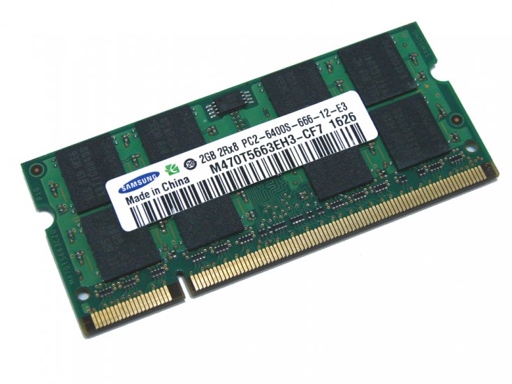 Samsung M470T5663EH3-CF7 2GB PC2-6400S-666-12-E3 800MHz 2Rx8 200pin Laptop / Notebook Non-ECC SODIMM CL6 1.8V DDR2 Memory - Discount Prices, Technical Specs and Reviews - Click Image to Close