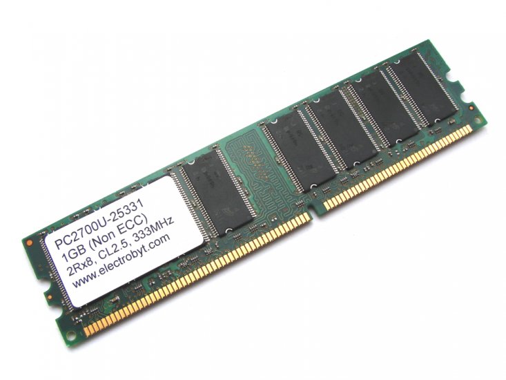Electrobyt PC2700U-25331 1GB 2Rx8 CL2.5 PC2700 333MHz 184-Pin DIMM, Desktop DDR RAM Memory - Discount Prices, Technical Specs and Reviews - Click Image to Close