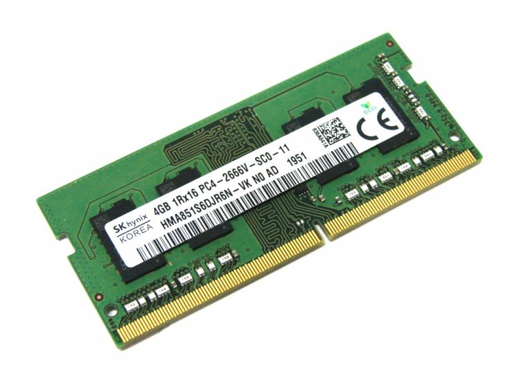 Hynix HMA851S6DJR6N-VK 4GB PC4-2666V-SC0-11 1Rx16 2666MHz PC4-21300 260pin Laptop / Notebook SODIMM CL19 1.2V Non-ECC DDR4 Memory - Discount Prices, Technical Specs and Reviews (Green) - Click Image to Close