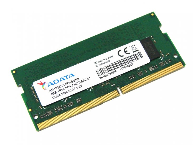 ADATA AM1P24HC4R1-BUNS 4GB PC4-2400T-SA0-11 1Rx8 2400MHz PC4-19200 260pin Laptop / Notebook SODIMM CL17 1.2V Non-ECC DDR4 Memory - Discount Prices, Technical Specs and Reviews - Click Image to Close