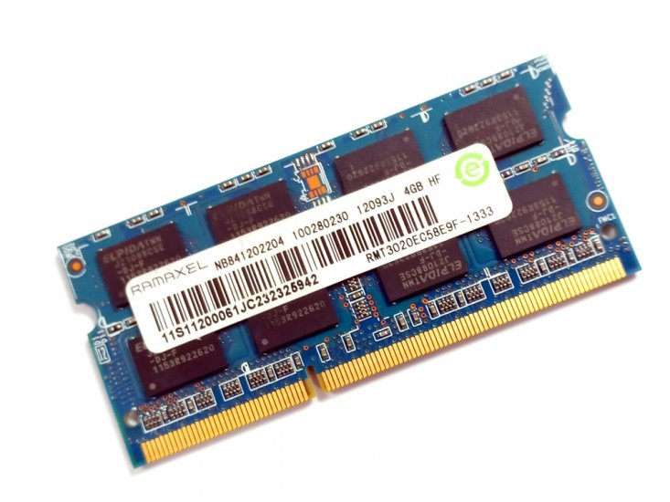 Ramaxel RMT3020EC58E9F-1333 4GB 2Rx8 PC3-10600 1333MHz 204pin Laptop / Notebook SODIMM CL9 1.5V Non-ECC DDR3 Memory - Discount Prices, Technical Specs and Reviews - Click Image to Close