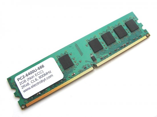 Electrobyt PC2-6400U-666 2GB 800MHz 2Rx8 240-pin DIMM, Non-ECC DDR2 Desktop Memory (GREEN) - Discount Prices, Technical Specs and Reviews