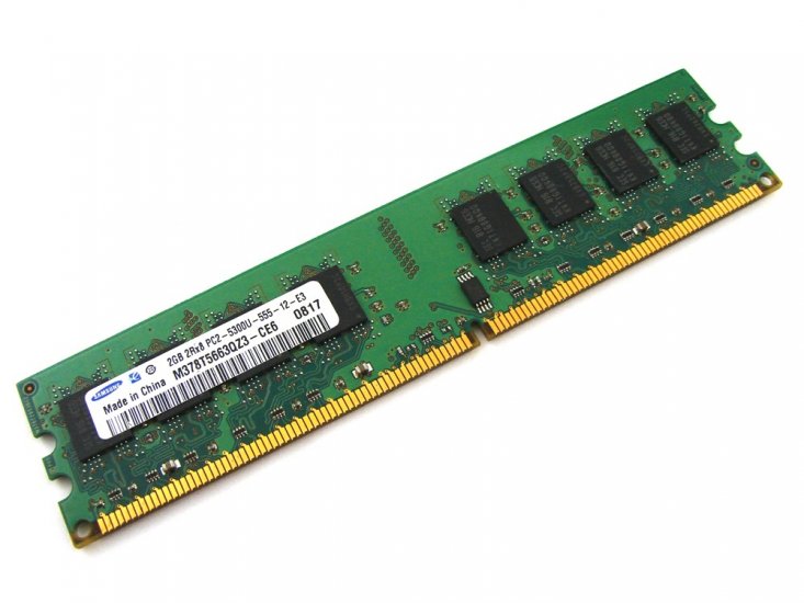 Samsung M378T5663QZ3-CE6 2GB PC2-5300U-555-12-E3 2Rx8 667MHz CL5 240-pin DIMM, Non-ECC DDR2 Desktop Memory - Discount Prices, Technical Specs and Reviews - Click Image to Close