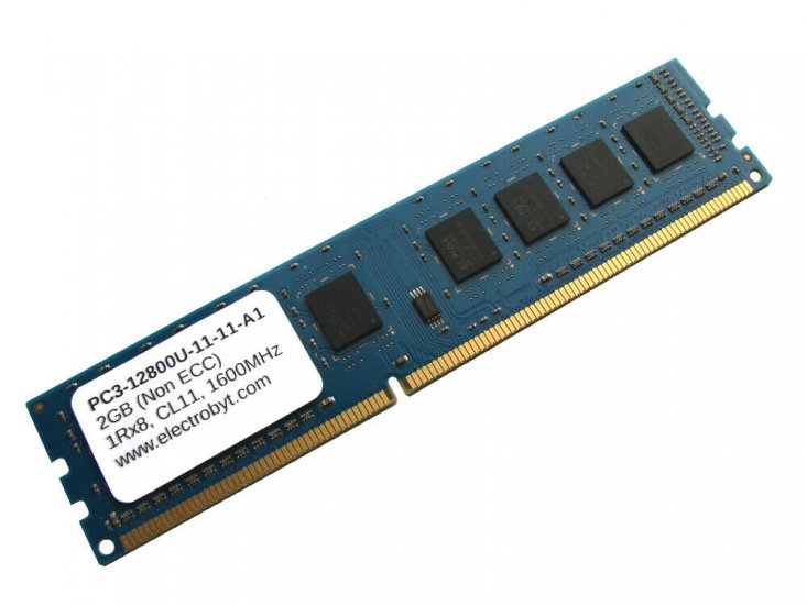 Electrobyt PC3-12800U-11-11-A1 2GB PC3-12800 1600MHz 1Rx8 240pin DIMM Desktop Non-ECC DDR3 Memory - Discount Prices, Technical Specs and Reviews (Blue) - Click Image to Close