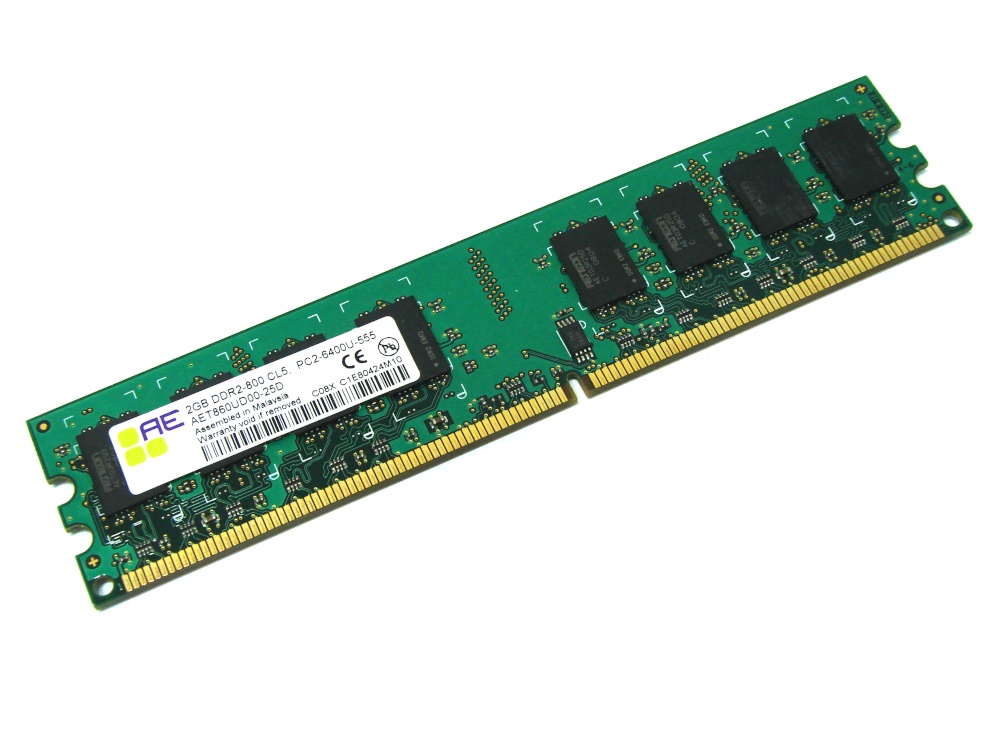 Aeneon AET860UD00-25D 2GB PC2-6400U-555 800MHz 240-pin DIMM, Non-ECC DDR2 Desktop Memory - Discount Prices, Technical Specs and Reviews