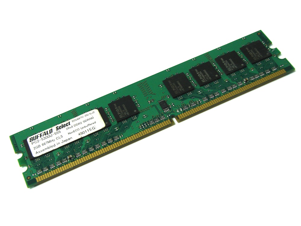 Buffalo D2U667C-2G/BJ2 2GB PC2-5300U-555 667MHz CL5 240-pin DIMM, Non-ECC DDR2 Desktop Memory - Discount Prices, Technical Specs and Reviews
