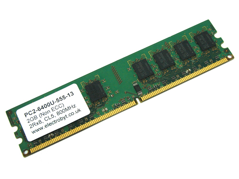 Electrobyt PC2-6400U-555-13 2GB 800MHz 2Rx8 CL5 240-pin DIMM, Non-ECC DDR2 Desktop Memory (GREEN) - Discount Prices, Technical Specs and Reviews