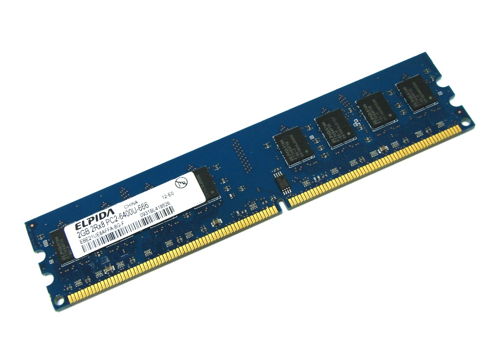 Elpida EBE21UE8AFFA-8G-F 2GB PC2-6400U-666 2Rx8 240-pin DIMM, Non-ECC DDR2 Desktop Memory - Discount Prices, Technical Specs and Reviews