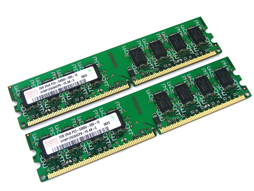 Hynix HYMP125U64CP8-Y5 4GB (2x2GB Kit) PC2-5300U-555-12 2Rx8 667MHz CL5 240-pin DIMM, Non-ECC DDR2 Desktop Memory - Discount Prices, Technical Specs and Reviews