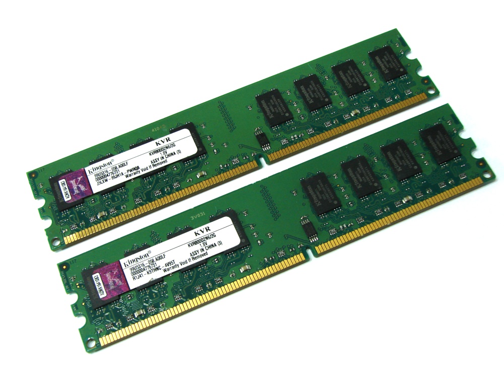 Kingston KVR800D2N6/2G 4GB (2 x 2GB Kit) PC2-6400U 800MHz 2Rx8 240-pin DIMM, Non-ECC DDR2 Desktop Memory - Discount Prices, Technical Specs and Reviews