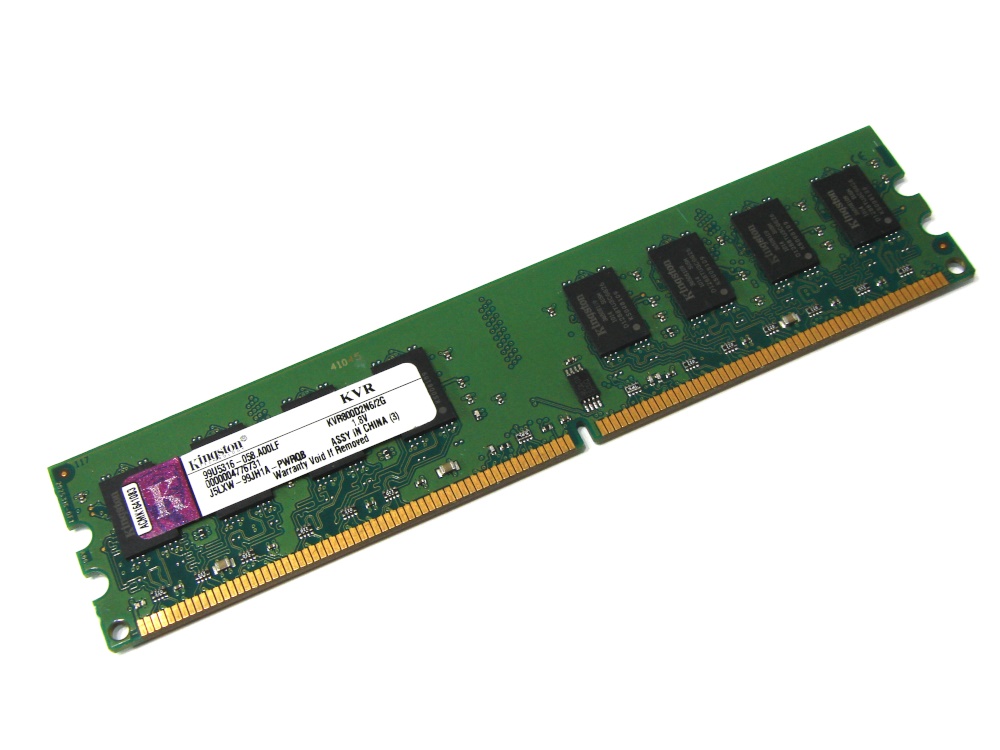 Kingston KVR800D2N6/2G 2GB PC2-6400U 800MHz 2Rx8 240-pin DIMM, Non-ECC DDR2 Desktop Memory - Discount Prices, Technical Specs and Reviews