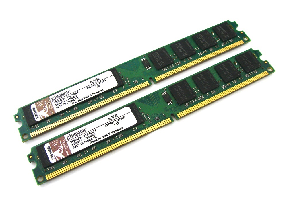 Kingston Value Range KVR667D2N5/2G 4GB (2x2GB Kit) Low Profile PC2-5300 2Rx8 667MHz CL5 240-pin DIMM, Non-ECC DDR2 Desktop Memory - Discount Prices, Technical Specs and Reviews