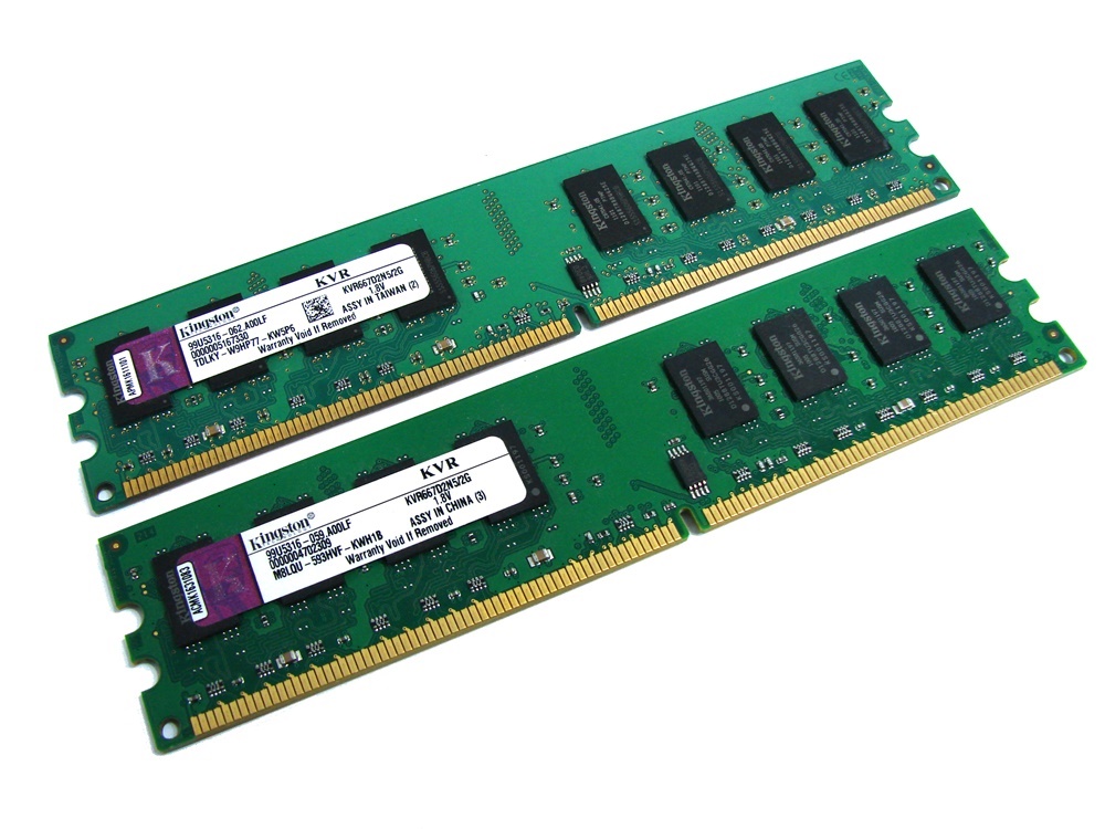 Kingston Value Range KVR667D2N5/2G 4GB (2x2GB Kit) PC2-5300 2Rx8 667MHz CL5 240-pin DIMM, Non-ECC DDR2 Desktop Memory - Discount Prices, Technical Specs and Reviews