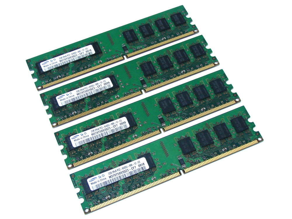 Samsung M378T5663QZ3-CF7 8GB (4 x 2GB Kit) PC2-6400U-666-12-E3 2Rx8 800MHz 240-pin DIMM, Non-ECC DDR2 Desktop Memory - Discount Prices, Technical Specs and Reviews