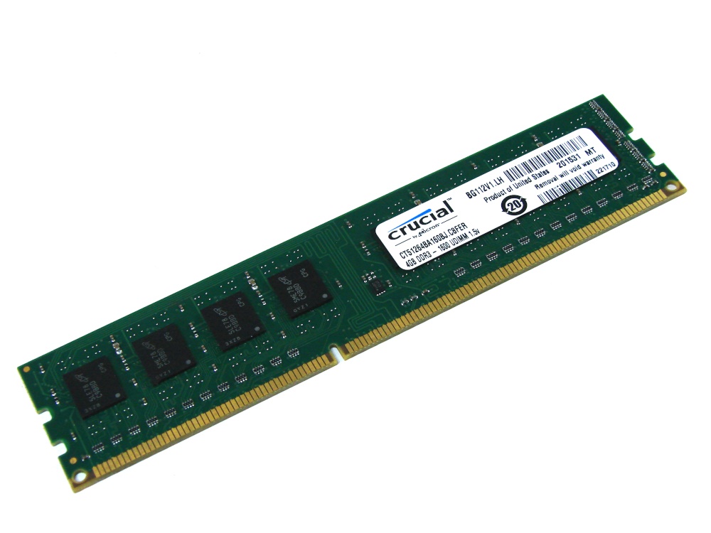 Crucial CT51264BA160BJ 4GB PC3-12800U-11-11-A1 1Rx8 DDR3 1600MHz 240-Pin Desktop Memory - Discount Prices, Technical Specs and Reviews - Click Image to Close