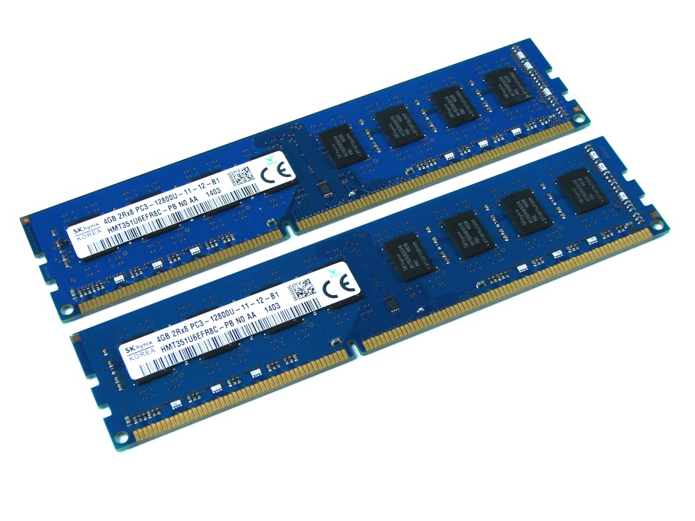 Hynix HMT351U6EFR8C-PB 8GB (2 x 4GB Kit) PC3-12800U-11-12-B1 2Rx8 1600MHz 240pin DIMM Desktop Non-ECC DDR3 Memory - Discount Prices, Technical Specs and Reviews