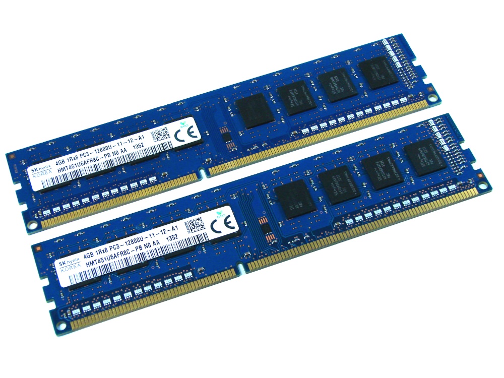 Hynix HMT451U6AFR8C-PB 8GB (2 x 4GB Kit) 1Rx8 PC3-12800U-11-12-A1 1600MHz 240pin DIMM Desktop Non-ECC DDR3 Memory - Discount Prices, Technical Specs and Reviews
