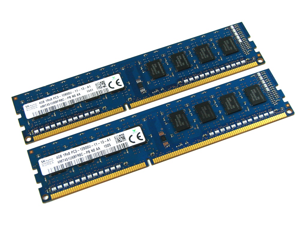 Hynix HMT451U6BFR8C-PB 8GB (2 x 4GB Kit) PC3-12800U-11-13-A1 1Rx8 1600MHz 240pin DIMM Desktop Non-ECC DDR3 Memory - Discount Prices, Technical Specs and Reviews