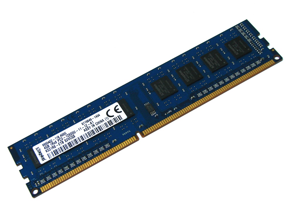 Kingston K531R8-ETB 4GB PC3-12800U-11-12-A1 1600MHz 1Rx8 1.5V 240pin DIMM Desktop Non-ECC DDR3 Memory - Discount Prices, Technical Specs and Reviews