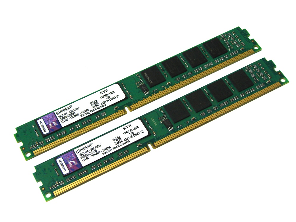 Kingston Value Range KVR16N11S8/4 8GB (2 x 4GB Kit) PC3-12800 1600MHz 240pin Low Profile DIMM Desktop Non-ECC DDR3 Memory - Discount Prices, Technical Specs and Reviews