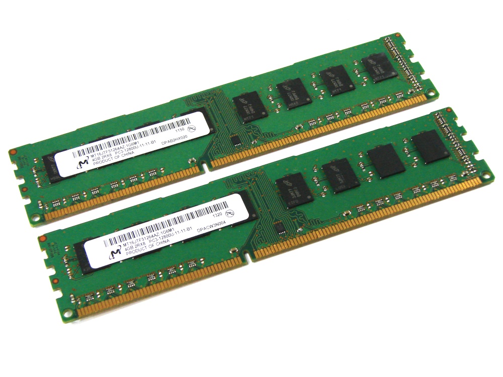 Micron MT16JTF51264AZ-1G6M1 8GB (2 x 4GB Kit) PC3-12800-11-11-B1 1600MHz 2Rx8 240pin DIMM Desktop Non-ECC DDR3 Memory - Discount Prices, Technical Specs and Reviews