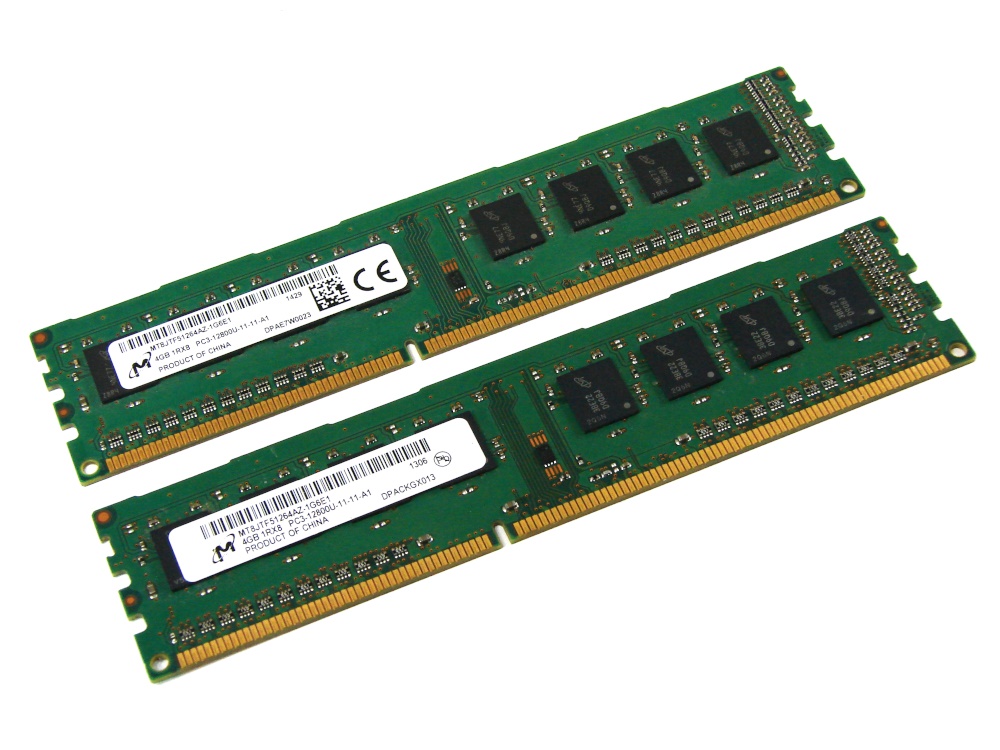 Micron MT8JTF51264AZ-1G6E1 8GB (2 x 4GB Kit) PC3-12800U-11-11-A1 1600MHz 1Rx8 240pin DIMM Desktop Non-ECC DDR3 Memory - Discount Prices, Technical Specs and Reviews