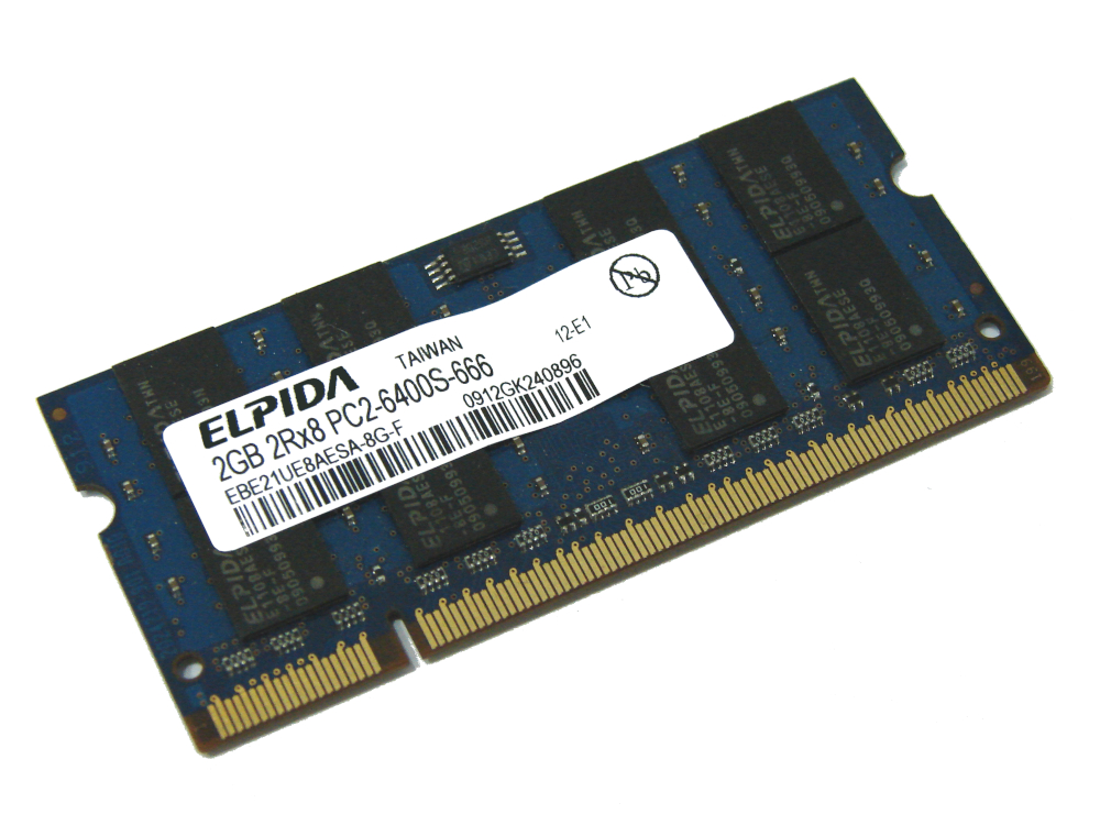 Elpida EBE21UE8AESA-8G-F 2GB PC2-6400S-666 800MHz 200pin Laptop / Notebook Non-ECC SODIMM CL6 1.8V DDR2 Memory - Discount Prices, Technical Specs and Reviews