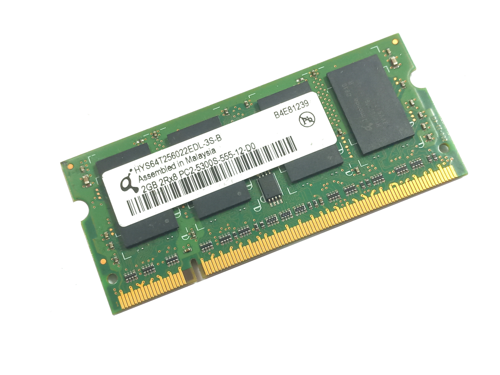 Qimonda HYS64T256022EDL-3S-B 2GB PC2-5300S-555-12-D0 667MHz 200pin Laptop / Notebook Non-ECC SODIMM CL5 1.8V DDR2 Memory - Discount Prices, Technical Specs and Reviews