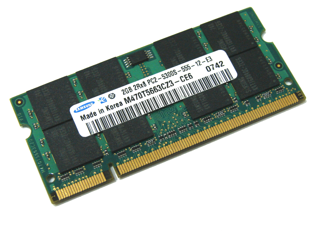 Samsung M470T5663CZ3-CE6 2GB PC2-5300S-555-12-E3 2Rx8 667MHz 200pin Laptop / Notebook Non-ECC SODIMM CL5 1.8V DDR2 Memory - Discount Prices, Technical Specs and Reviews