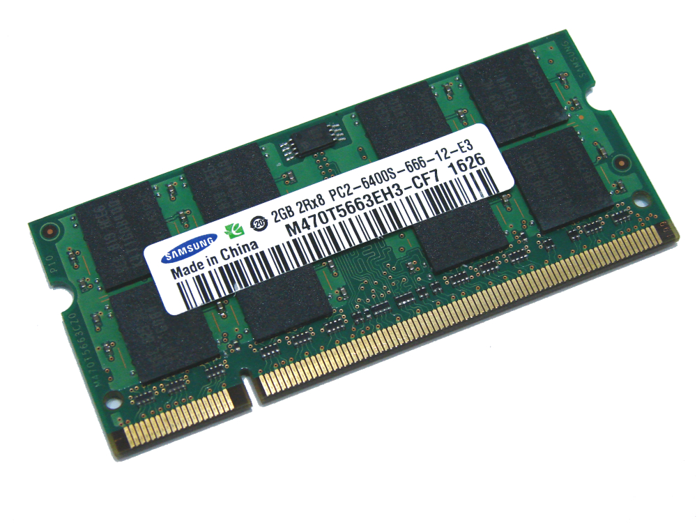 Samsung M470T5663EH3-CF7 2GB PC2-6400S-666-12-E3 800MHz 2Rx8 200pin Laptop / Notebook Non-ECC SODIMM CL6 1.8V DDR2 Memory - Discount Prices, Technical Specs and Reviews