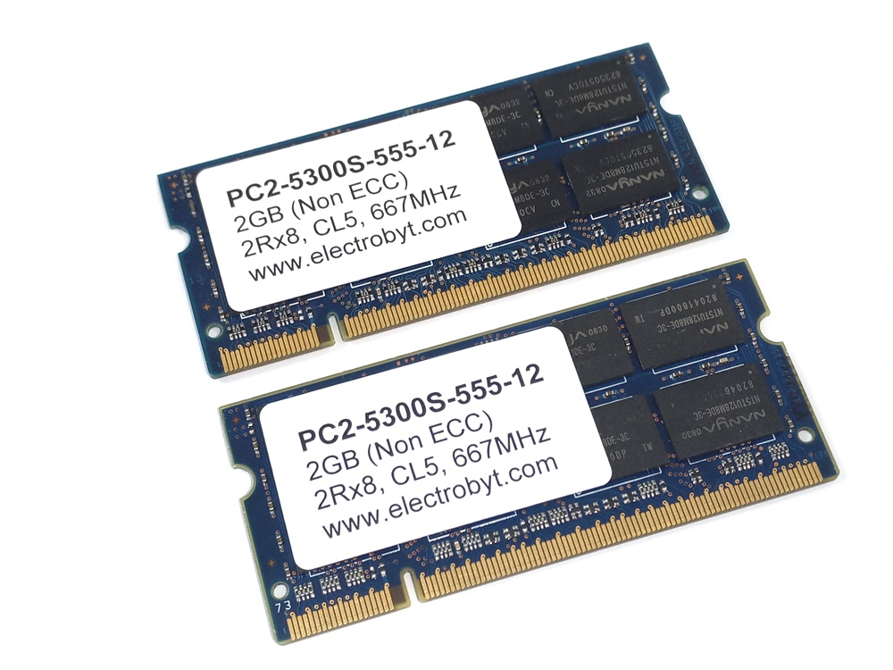 Electrobyt PC2-5300S-555-12 4GB (2 x 2GB Kit) 667MHz 2Rx8 200pin Laptop / Notebook Non-ECC SODIMM CL5 1.8V DDR2 Memory - Discount Prices, Technical Specs and Reviews (BLUE)