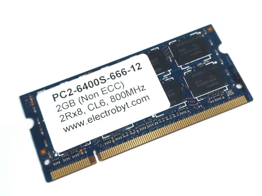 Electrobyt PC2-6400S-666-12 2GB 2Rx8 PC2-6400 800MHz 200pin Laptop / Notebook Non-ECC SODIMM CL6 1.8V DDR2 Memory - Discount Prices, Technical Specs and Reviews (BLUE)