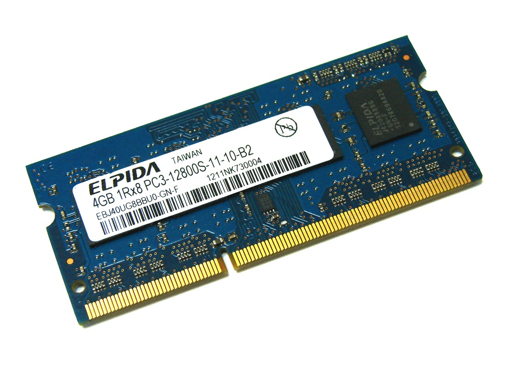 GoldenRAM ELPIDA EBJ40UG8BBU0GNF 4GB NOTEBOOK SODIMM DDR3 PC12800 UNBUF 1.5 v 1RX8 204P 512MX64 512mX8 