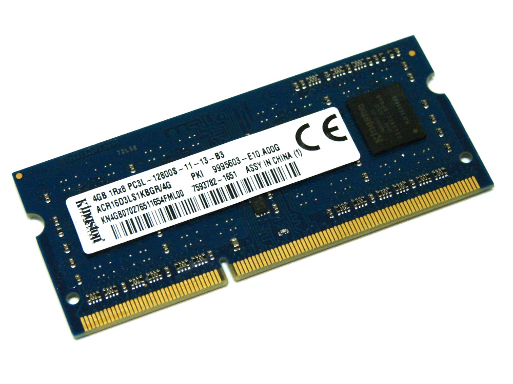 Kingston ACR16D3LS1KBGR/4G 4GB PC3L-12800S-11-13-B3 1600MHz 1Rx8 204pin Laptop / Notebook SODIMM CL11 1.35V (Low Voltage) Non-ECC DDR3 Memory - Discount Prices, Technical Specs and Reviews