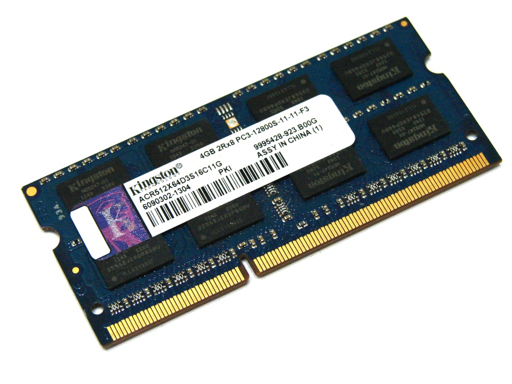 Kingston ACR512X64D3S16C11G 4GB PC3-12800S-11-11-F3 1600MHz 2Rx8 204pin Laptop / Notebook SODIMM CL11 1.5V Non-ECC DDR3 Memory - Discount Prices, Technical Specs and Reviews - Click Image to Close