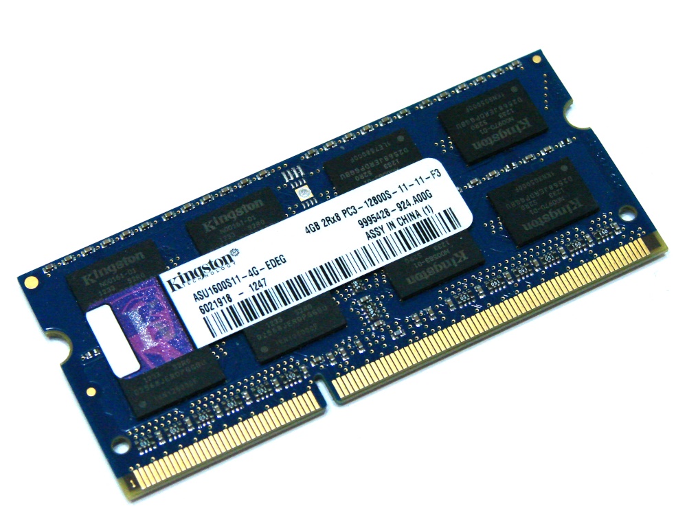 Kingston ASU1600S11-4G-EDEG 4GB PC3-12800S-11-11-F3 1600MHz 2Rx8 204pin Laptop / Notebook SODIMM CL11 1.5V Non-ECC DDR3 Memory - Discount Prices, Technical Specs and Reviews - Click Image to Close