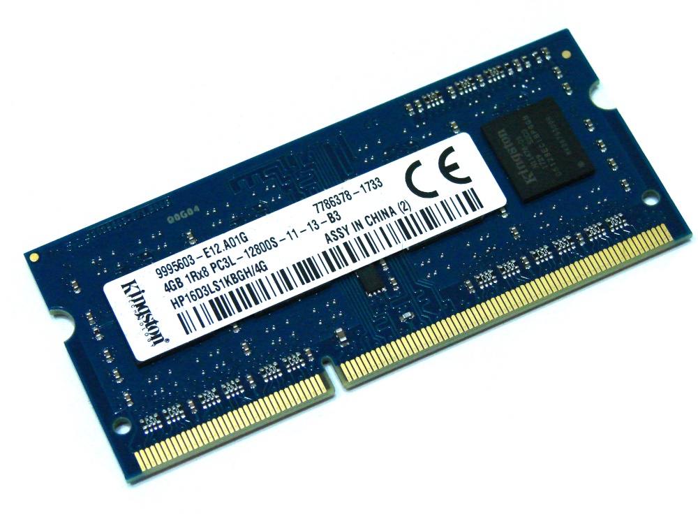 Kingston HP16D3LS1KBGH/4G 4GB PC3L-12800S-11-13-B3 1600MHz 1Rx8 204-pin Laptop / Notebook SODIMM CL11 1.35V (Low Voltage) Non-ECC DDR3 Memory - Discount Prices, Technical Specs and Reviews