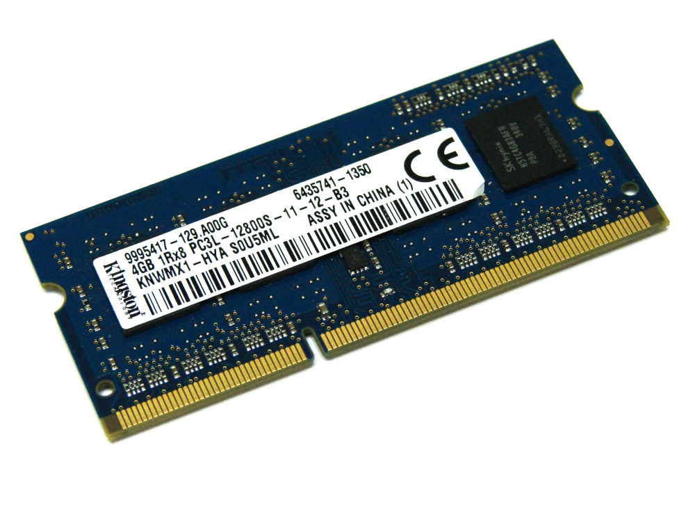 Kingston KNWMX1-HYA 4GB PC3L-12800S-11-12-B3 1600MHz 204-pin Laptop / Notebook SODIMM CL11 1.35V (Low Voltage) Non-ECC DDR3 Memory - Discount Prices, Technical Specs and Reviews