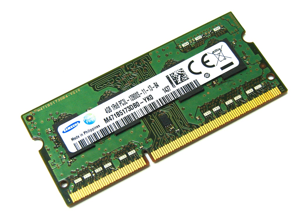 Samsung M471B5173DB0-YK0 4GB PC3L-12800S-11-13-B4 1Rx8 1600MHz 204pin Laptop / Notebook SODIMM CL11 1.35V Low Voltage 240pin DIMM Desktop Non-ECC DDR3 Memory - Discount Prices, Technical Specs and Reviews - Click Image to Close