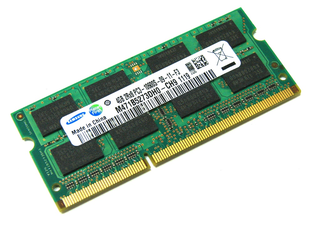 Samsung M471B5273DH0-CH9 4GB PC3-10600S-09-11-F3 2Rx8 1333MHz 204pin Laptop / Notebook SODIMM CL9 1.5V Non-ECC DDR3 Memory - Discount Prices, Technical Specs and Reviews