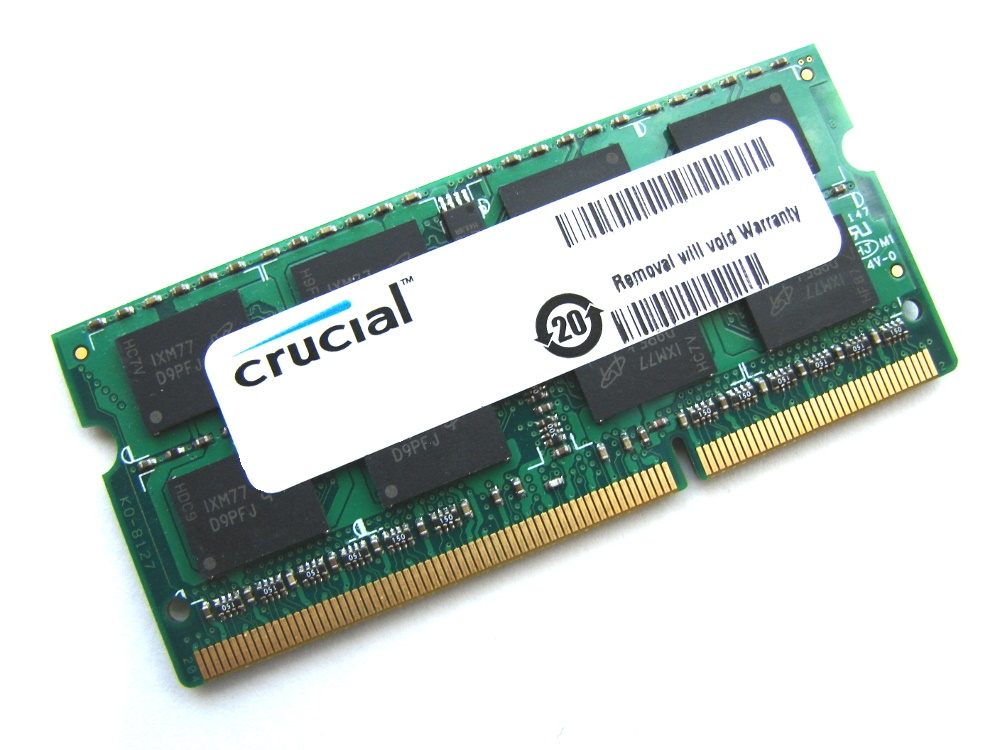 204-pin SODIMM DDR3 PC3-12800, Crucial 8GB 