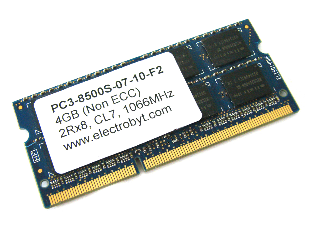 Electrobyt PC3-8500S-07-10-F2 4GB 2Rx8 1066MHz 204pin Laptop / Notebook SODIMM CL7 1.5V Non-ECC DDR3 Memory - Discount Prices, Technical Specs and Reviews (Blue)