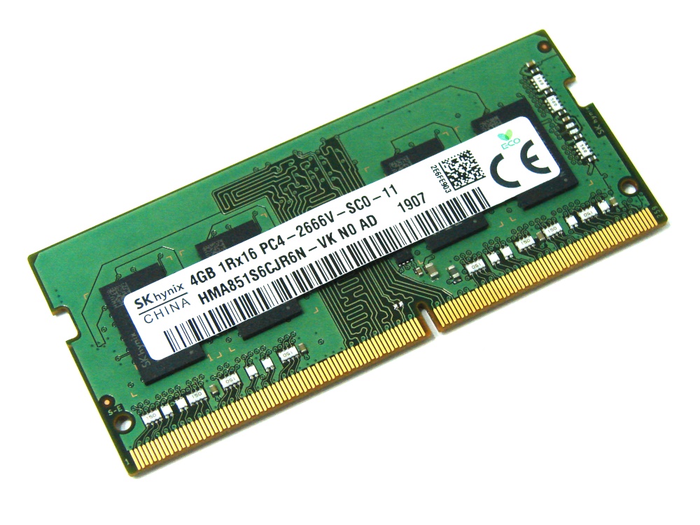 Hynix HMA851S6CJR6N-VK 4GB PC4-2666V-SC0-11 1Rx16 2666MHz PC4-21300 260pin Laptop / Notebook SODIMM CL19 1.2V Non-ECC DDR4 Memory - Discount Prices, Technical Specs and Reviews (Green) - Click Image to Close