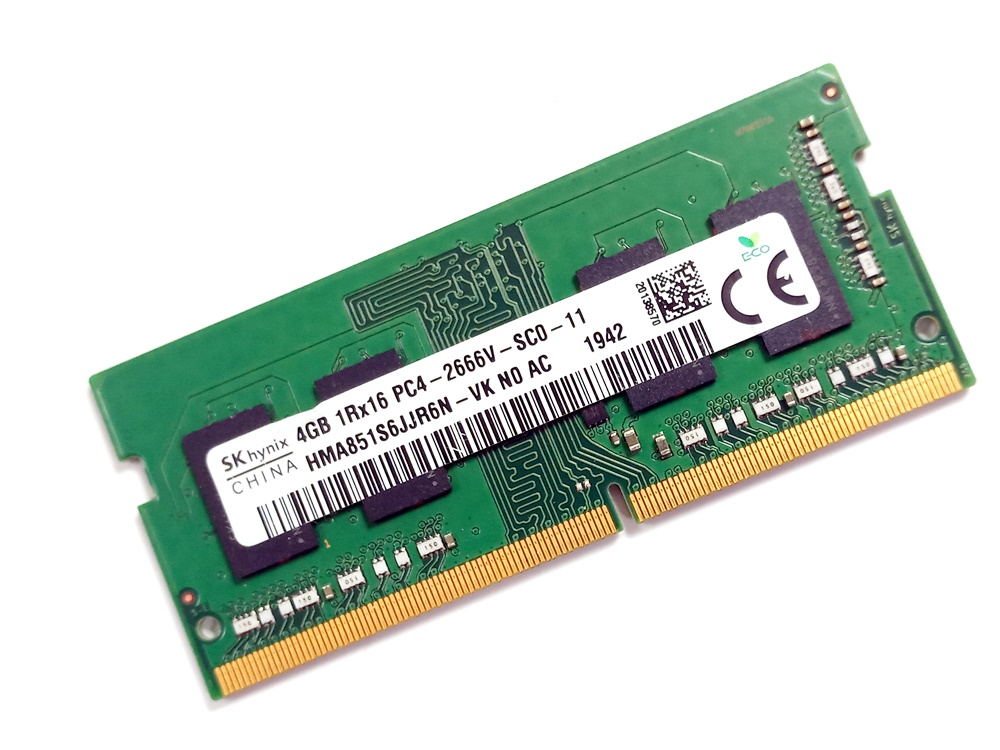 Hynix HMA851S6JJR6N-VK 4GB PC4-2666V-SC0-11 1Rx16 2666MHz PC4-21300 260pin Laptop / Notebook SODIMM CL19 1.2V Non-ECC DDR4 Memory - Discount Prices, Technical Specs and Reviews (Green)