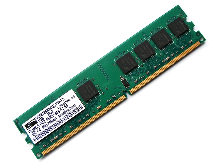 ProMOS V916765K24QCFW-F5 PC2-5300U-555-12-E0 1GB 2Rx8 240-pin DIMM, Non-ECC DDR2 Desktop Memory - Discount Prices, Technical Specs and Reviews